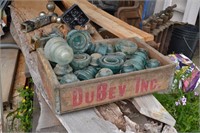 Vintage Crate With Railroad Insulators.