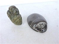 Stone Beetle From Egypt & Small Irain Jaya Carving