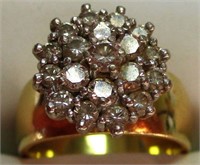 14K Gold Star of Love Diamond Cluster Ring