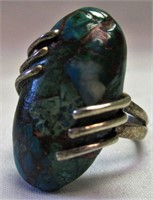 Vintage Southwestern Sterling Oval Turquoise Ring