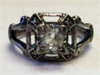 Sterling Silver & CZ Signed Fashion Ring