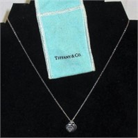 16" Tiffany & Co Sterling Heart Necklace w/Bag