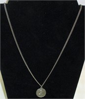 24" Sterling US Army St Christopher Medal Necklace