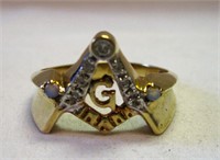 10K Gold & Diamond Chip Masonic Ring