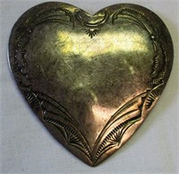 Large J Slifka Sterling Silver Heart Pin/Brooch