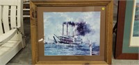 Riverboat Print in nautical frame