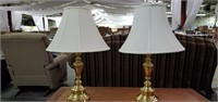 Pair Brass-Look Lamps