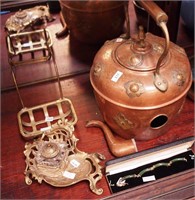 Far Eastern brass and copper teakettle,