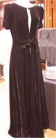 Vintage full-length black velvet tie-waist,