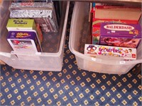Two containers of board games and other games