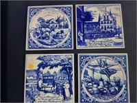 (4) Signed Delft Hand painted Tiles