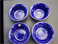 Set of (4) Blue/White Deep Granite Bowls