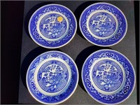 Set of (4) Willow Ware by Royal China Plates -