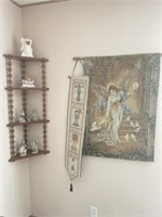 Figurines, Shelf, Tapestry