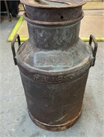 MALLEY`S MILK CAN WITH BRASS PLAQUES