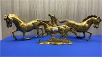 3 X LARGE BRASS HORSE ORNAMENTS