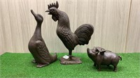 LARGE CAST IRON ROOSTER(45CM)  PIG & DUCK (40CM)