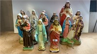14 ASSORTED VINTAGE RELIGIOUS CHALKWARE ICONS