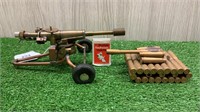TRENCH ART TANK AND CANNON MADE FROM SPENT