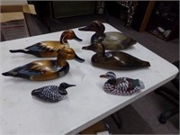 Hand carved and painted wood ducks