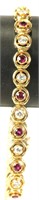 14kt YELLOW GOLD DIAMOND & RUBY BRACELET