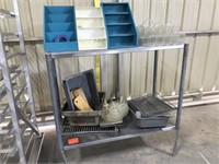 53" x 24"  Work Table w/ Assorted Kitchen Items