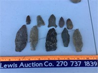 10 Arrowheads - Lifetime collection found on a