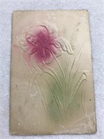 Pink embossed flower postcard 1909