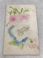 Sincere greetings embossed flowers postcard