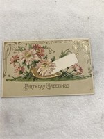 Embossed birthday greetings postcard