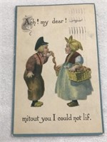 Postmark 1913 cartoon funny postcard my dear