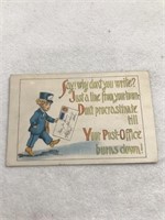 Postmark 1916 cartoon say why don’t you write