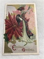 Embossed Christmas greetings postcard