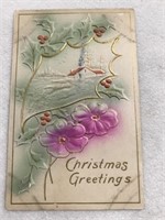 1912 embossed Christmas greetings postcard