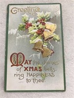Postmarked 1909 greetings may the chimes of Xmas