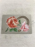 Embossed flower with horseshoe postcard