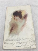 Postmarked  1909 fancy lady postcard