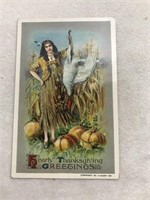 Hearty Thanksgiving greetings postcard Indian