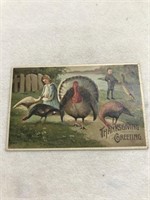 1918 Thanksgiving greeting postcard turkeys with