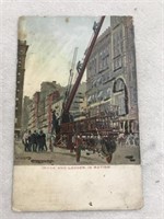 Postmark 1906 hook and ladder and action postcard