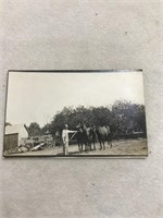 Photo postcard men with horses and wagon in