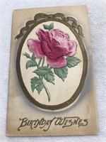 Postmark 1912 embossed birthday wishes postcard