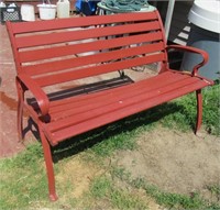 46" Red Wooden Outdoor Bench.