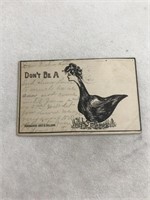 Postmark 1908 cartoon postcard don’t be a