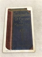 Postmarked 1914 unabridged  list of excuses for