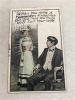 Postmark 1912 cartoon postcard when you hire a