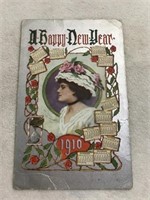 1910 calendar happy new year postcard