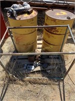 Two Yellow Barrels & Metal Frame