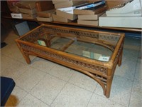 rattan type glass top table