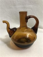 Amber blown glass tea kettle